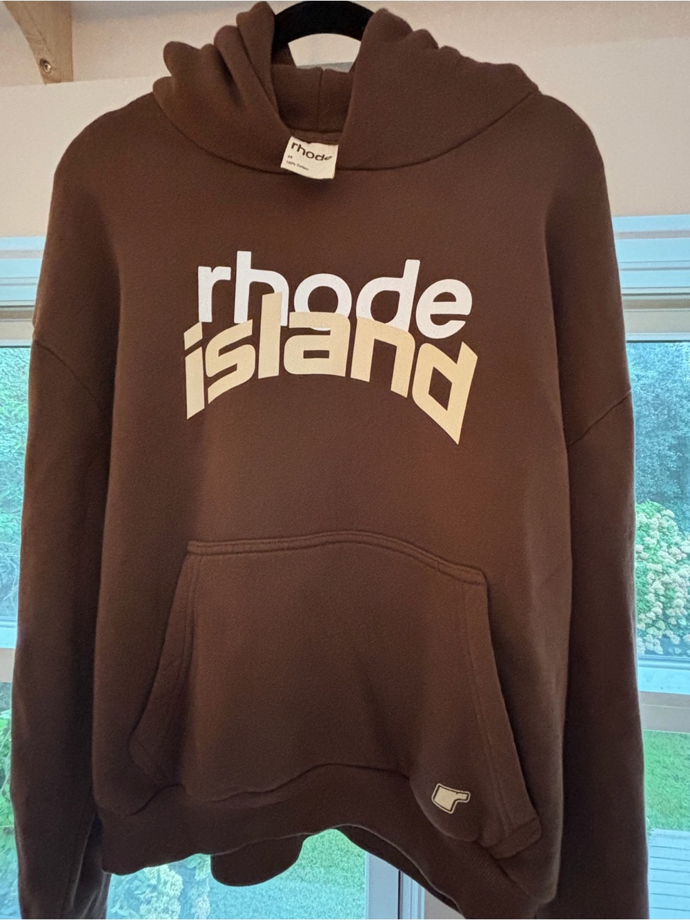 RHODE Brown Hoodie/White 'rhode island' Logo- limited edition Newport RI pop up